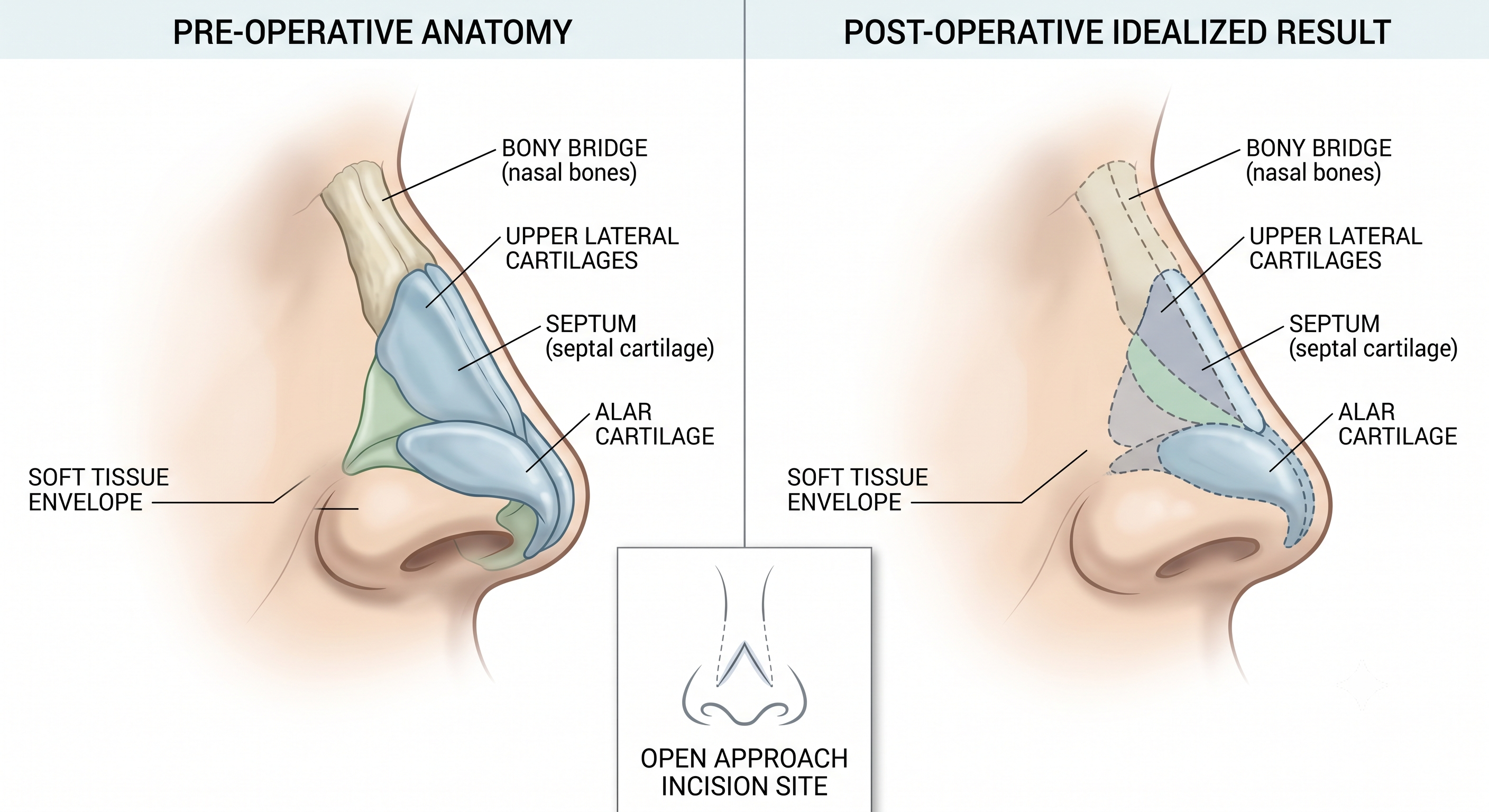 Nasal anatomy pre and post operative